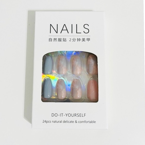 Other - NIB Press On‎ Nails 24 Pc
Set in Blue and Mauve Shades